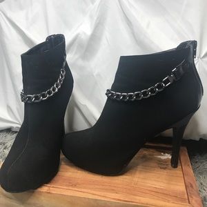 Silver chained black booties